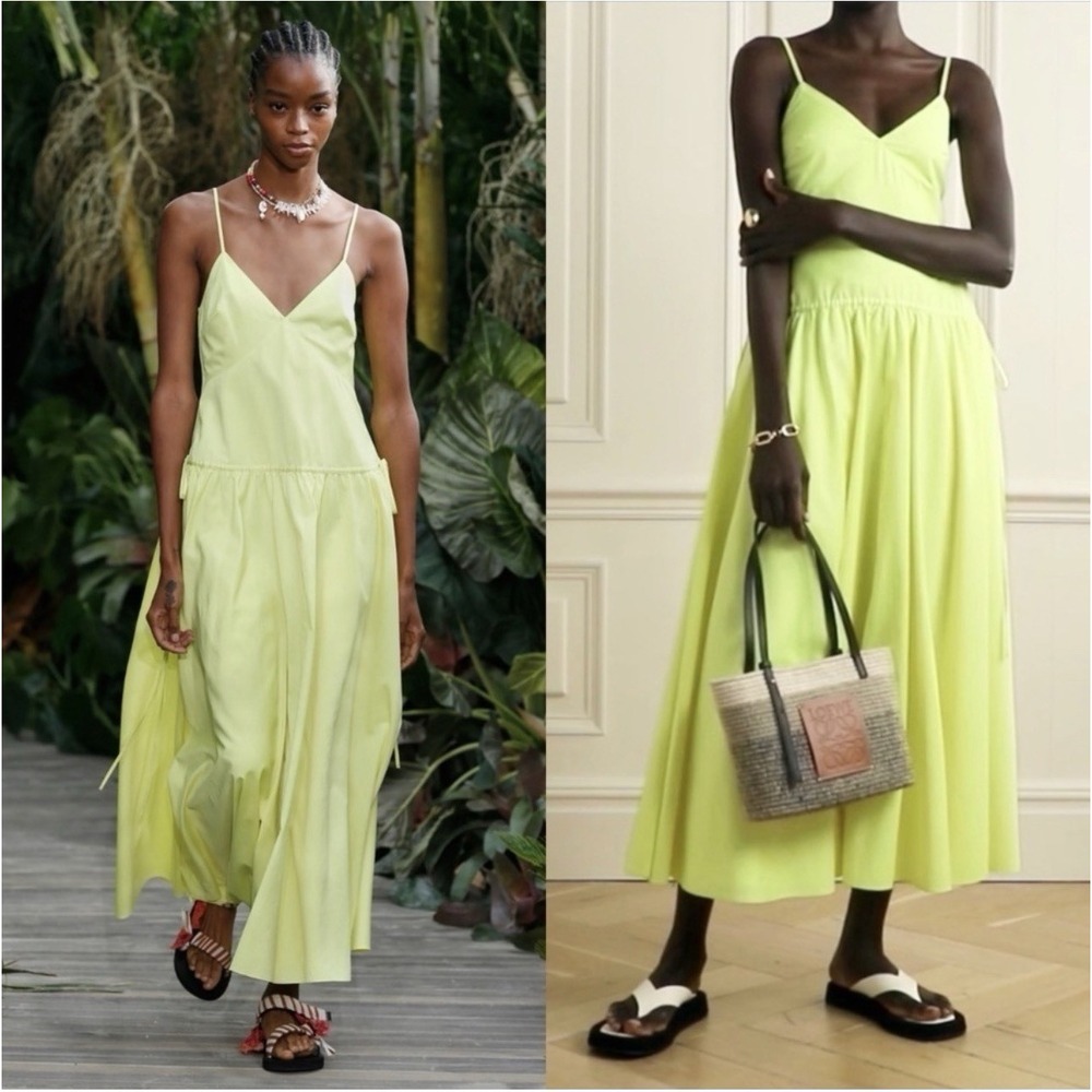 JASON WU Neon Tie Waist Detail Cotton Poplin Sleeveless Fit & Flare Midi Dress 6